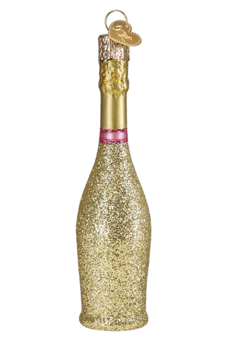 Prosecco Bottle Christmas Ornament, Alternate, color, GOLD