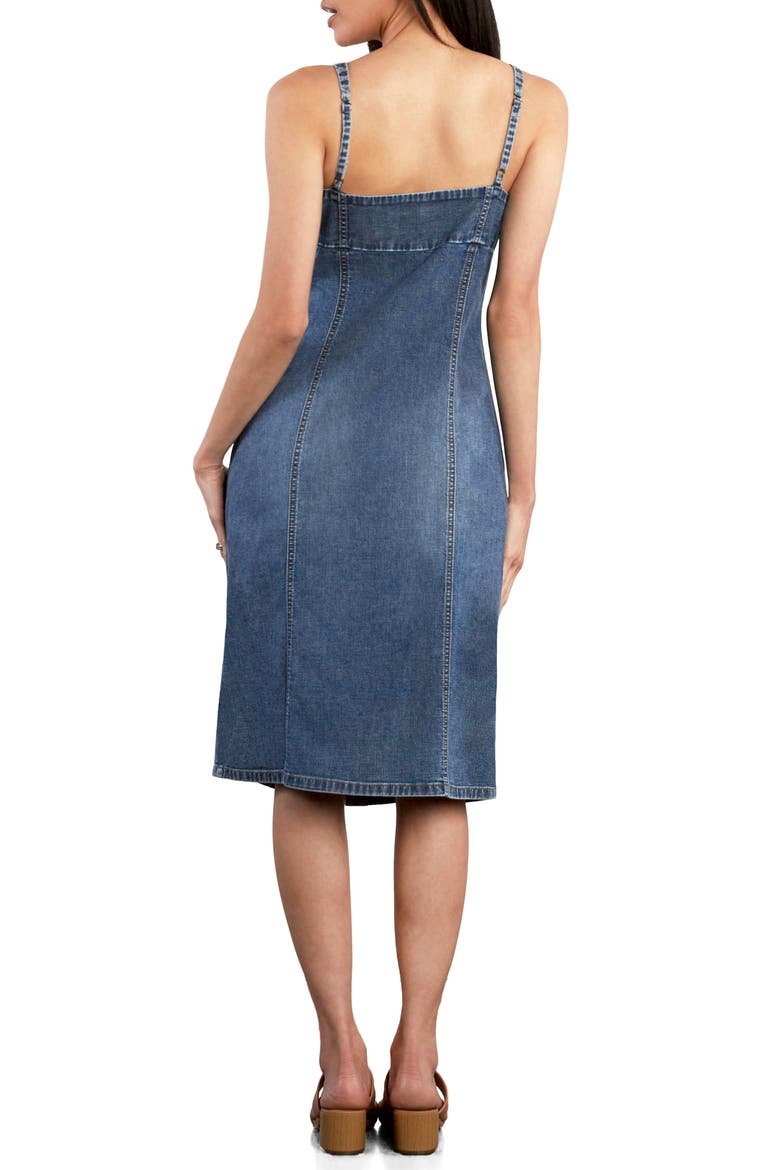 Charm Button Up Denim Dress, Alternate, color, SHINE BLUE
