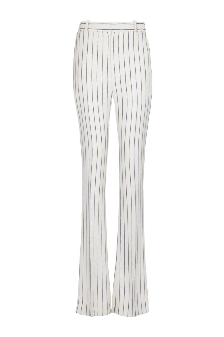 Straight-leg pinstripe trousers, Main, color, white