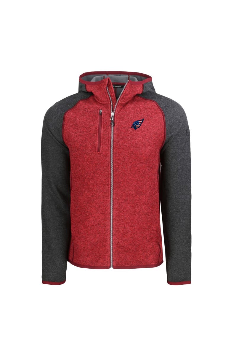 Cutter & Buck Men's Cutter & Buck Heather Cardinal/Heather Charcoal Arizona Cardinals  Americana Mainsail Full-Zip Hooded Jacket, Alternate, color, Heather Red
