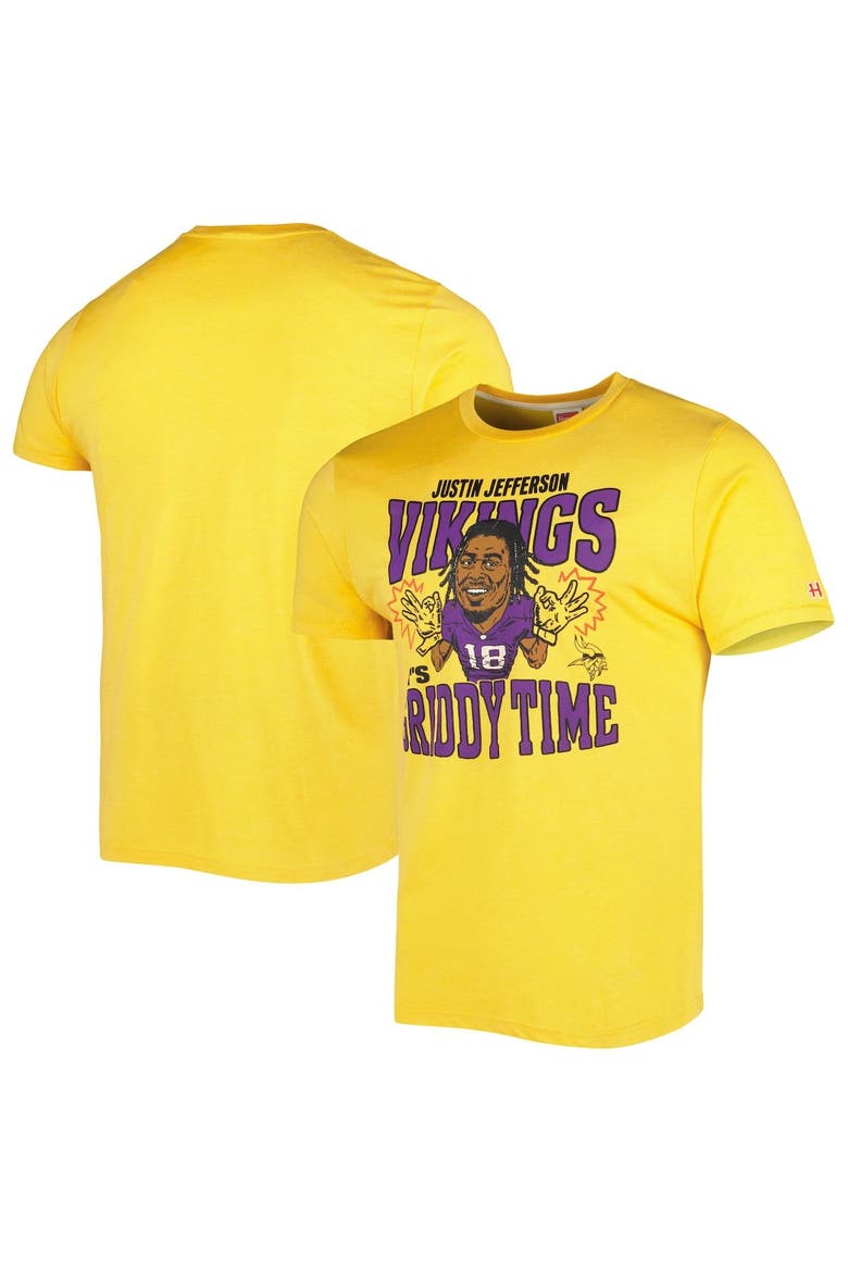 Men's Homage Justin Jefferson Gold Minnesota Vikings Caricature Player Tri-Blend T-Shirt, Main, color, Gold