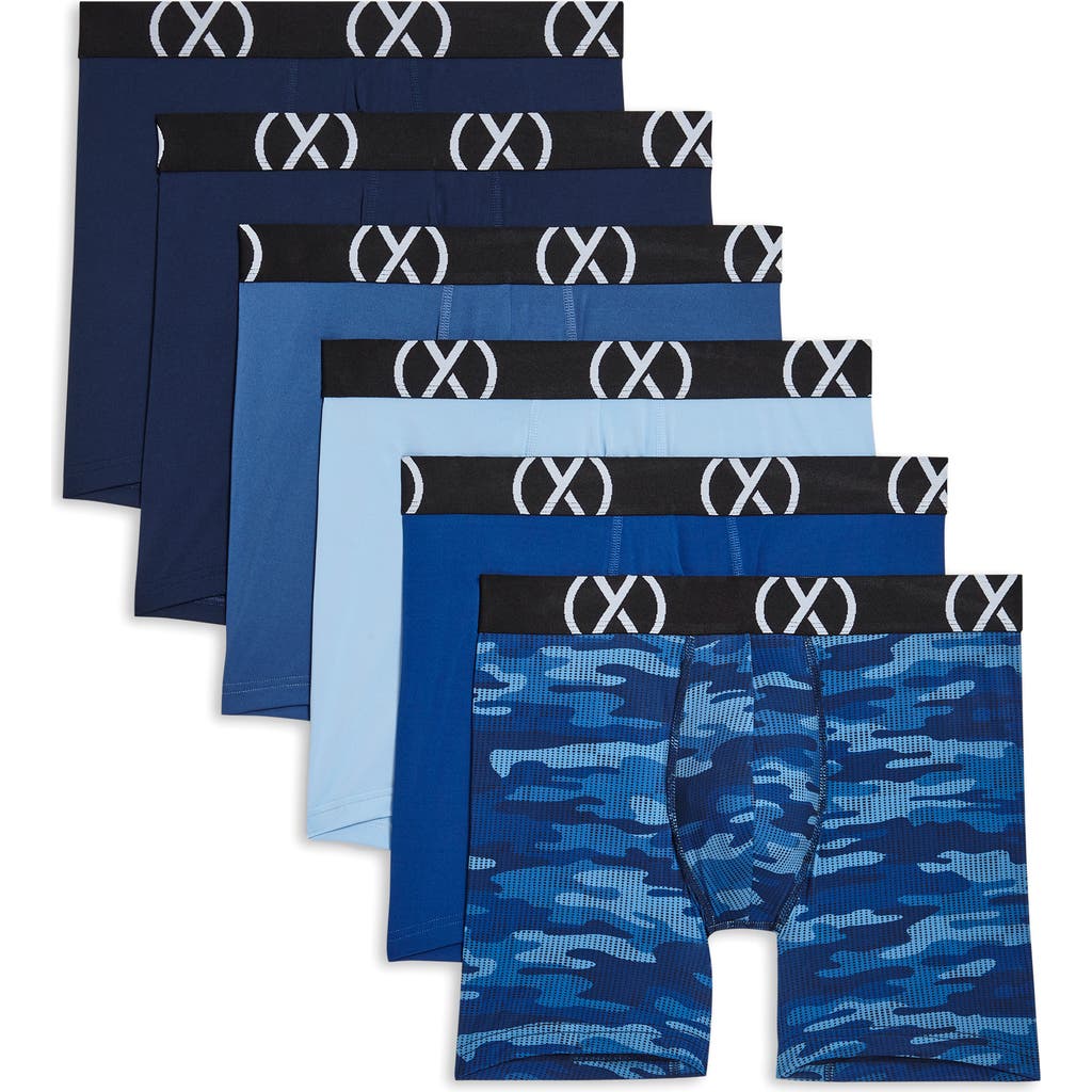 2(x)ist Set Of 6 Sport Boxer Brief In Navy/blue/powder Blue