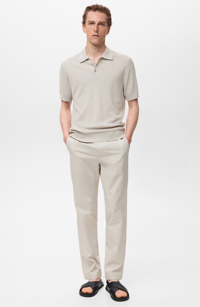 MANGO Ribbed Polo Sweater, Alternate, color, Ice Grey