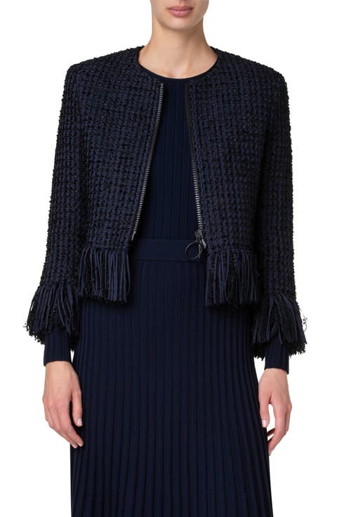 Fringe Tweed Crop Jacket