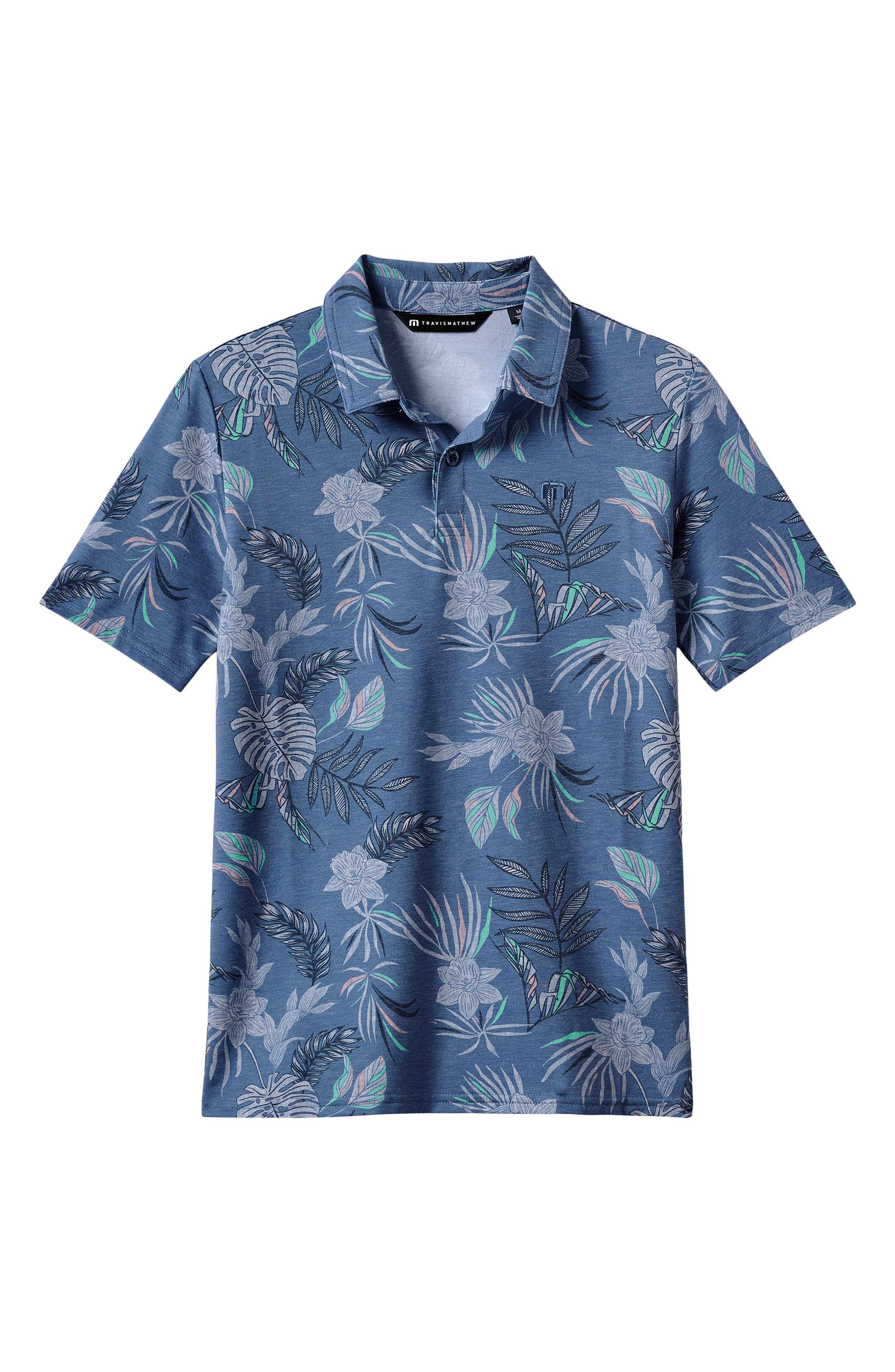 Travismathew Kids' Featherweight Reservation Floral Polo In Blue