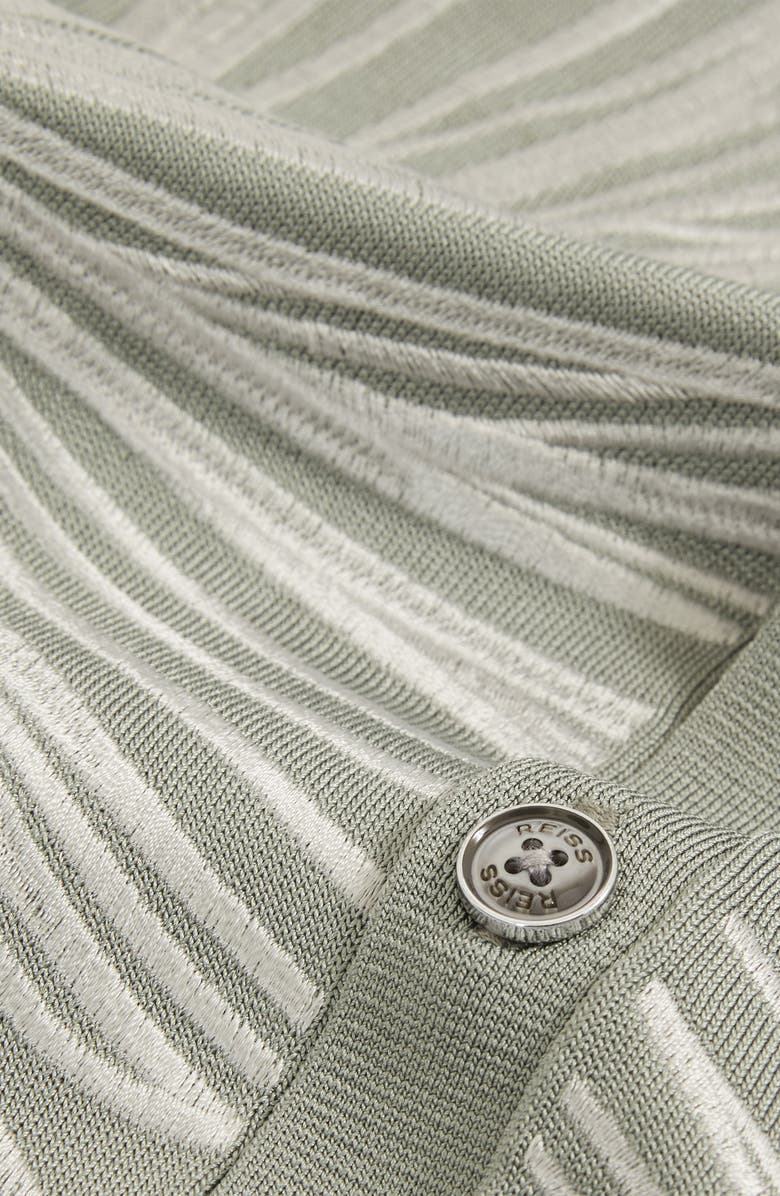 Reiss Laurent Floral Knit Camp Shirt, Alternate, color, Soft Sage