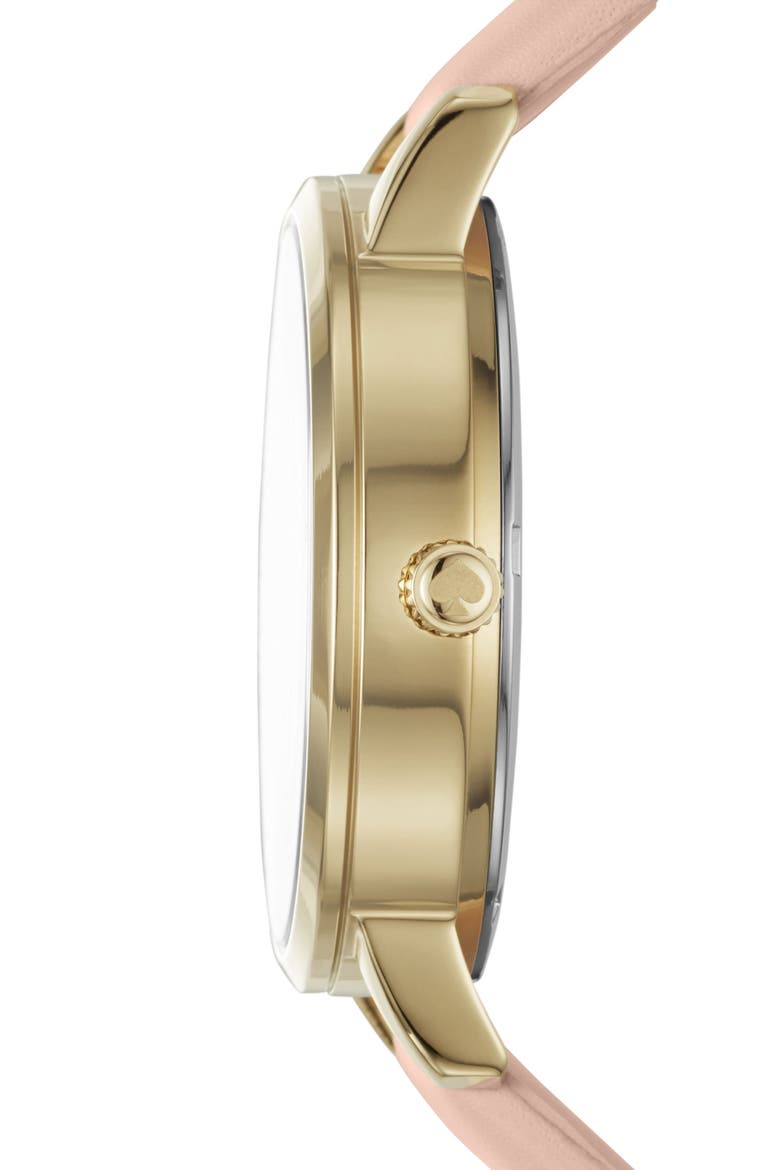 grand metro antoine leather strap watch, 38mm, Alternate, color, GOLD