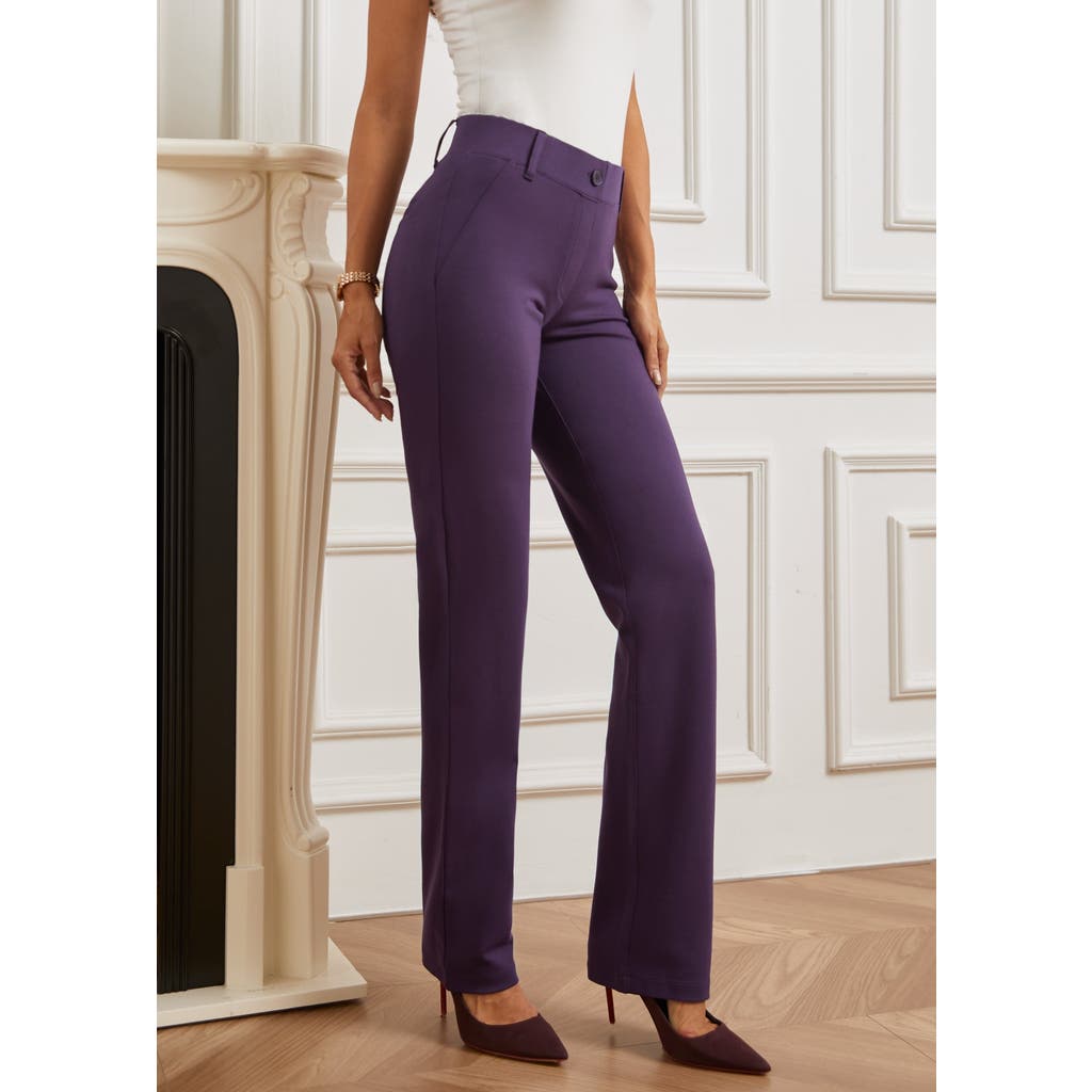 Betabrand Two Pocket Dpyp Dress Pant Yoga Pants Straight Leg In Purple