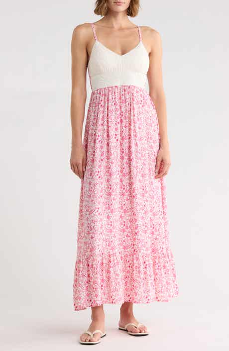 Madden Girl Lace Bodice Empire Waist Tiered Maxi Dress