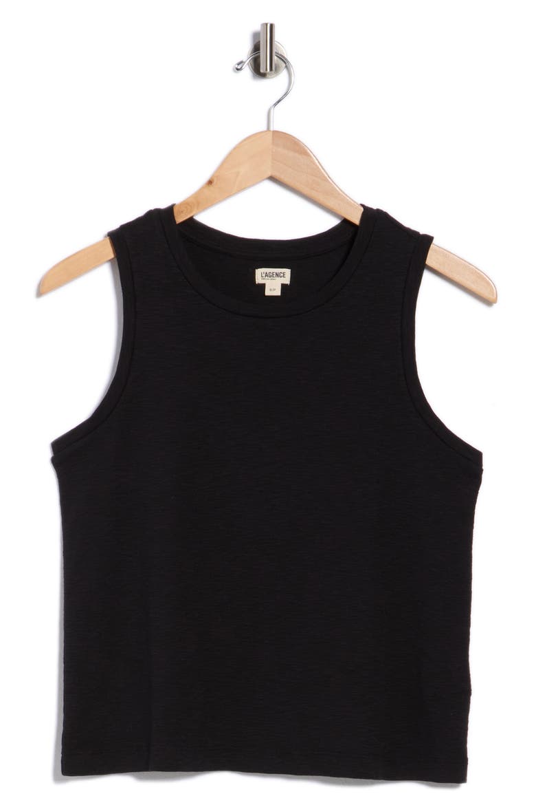 Mikaela Cotton Ribbed Crop Tank, Alternate, color, BLACK