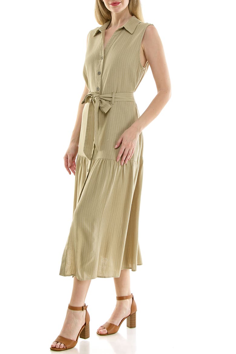 Stripe Sleeveless Midi Shirtdress, Alternate, color, MOSS STRIPE