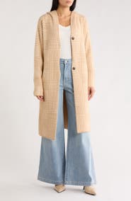 Love Token Plaid Hooded Cardigan Duster
