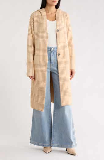 Love Token Plaid Hooded Cardigan Duster