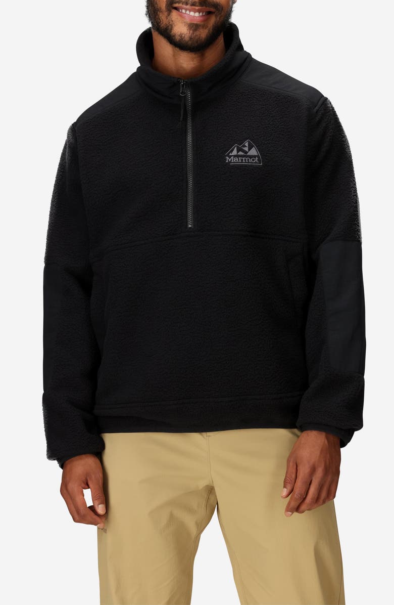 Marmot Wanderer High Pile Fleece Half Zip Pullover, Main, color, Black