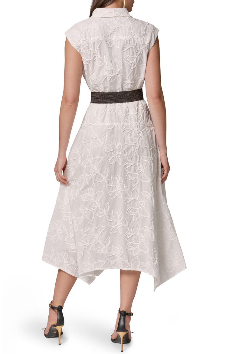 Embroidered Belted Sleeveless Dress, Alternate, color, CREAM