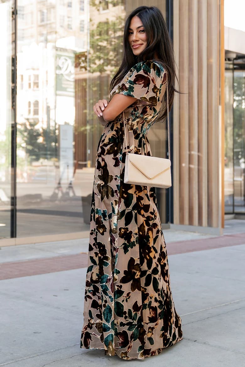 Valen Maxi Dress, Alternate, color, Champagne Multi