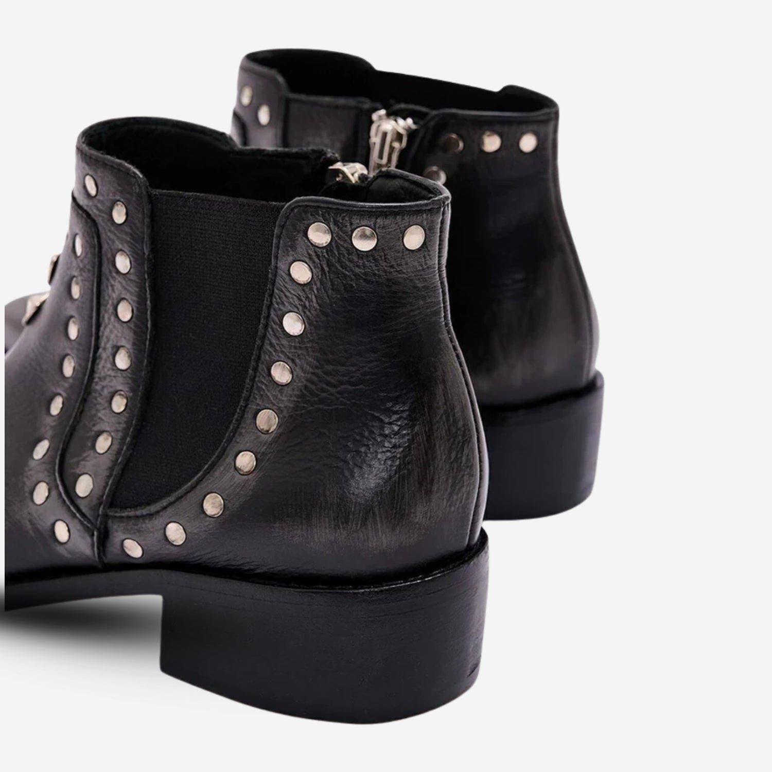 Take It or Leave It Studded Leather Chelsea Boot, Alternate, color, Black
