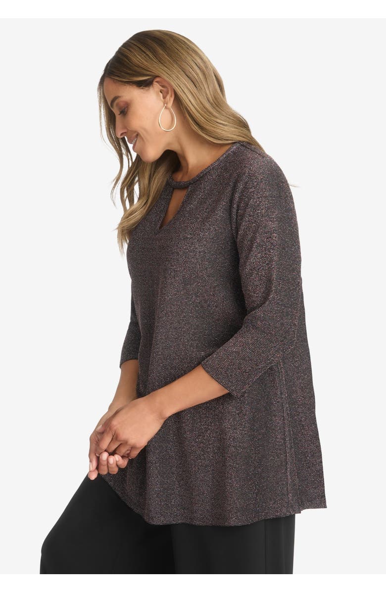 Jessica London Keyhole Shimmer Tunic, Alternate, color, Brown Shimmer