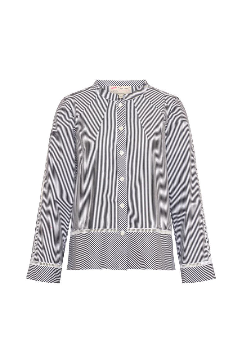 Striped Shirt With Eylet Trim, Main, color, Black / White