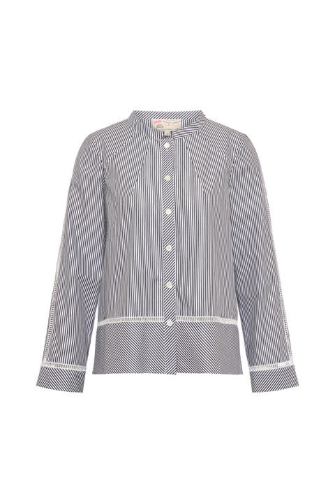 Striped Shirt With Eylet Trim