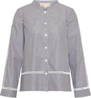 Maison Common Striped Shirt With Eylet Trim