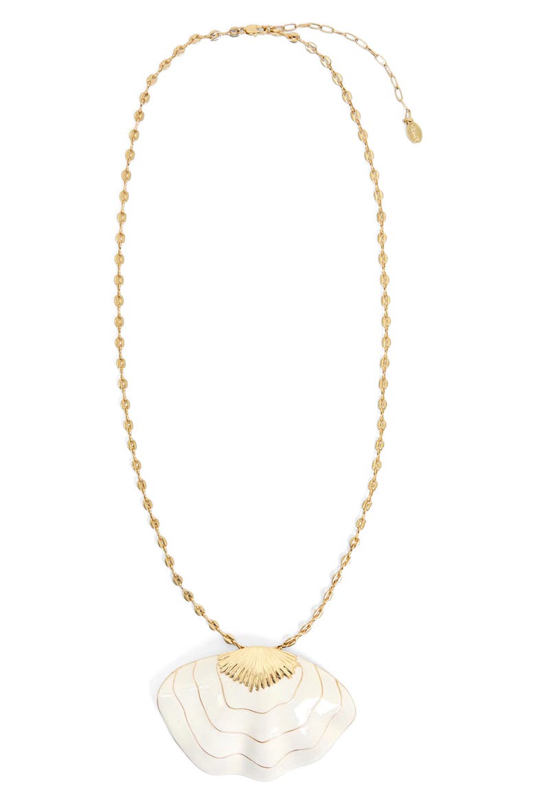 Clamshell Pendant Necklace, Main, color, CREAM