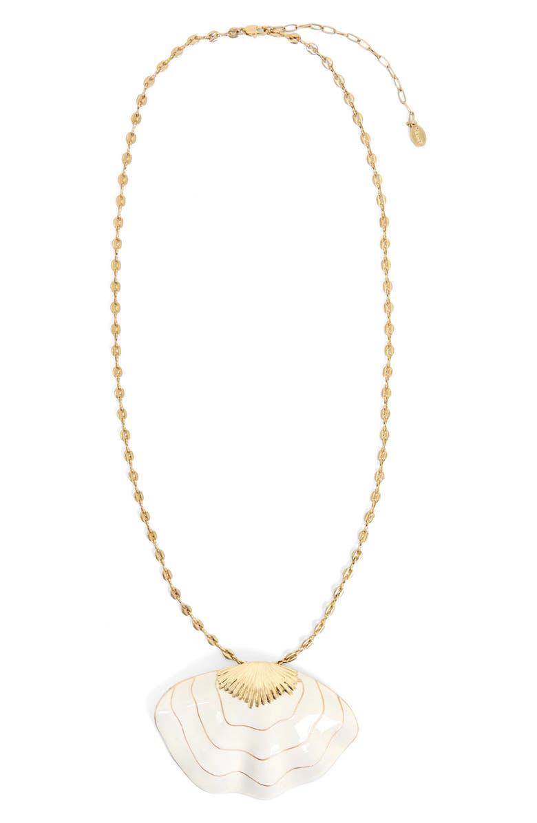 Clare V. Clamshell Pendant Necklace, Main, color, Cream