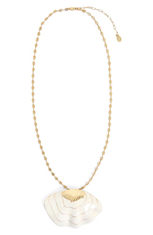 Clare V . Clamshell Pendant Necklace In White