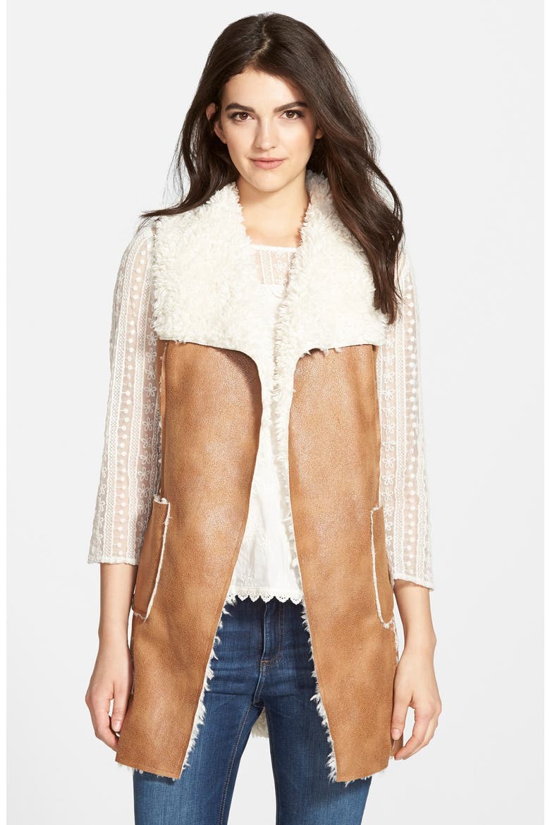 Faux Shearling Vest (Nordstrom Exclusive), Main, color, TAUPE