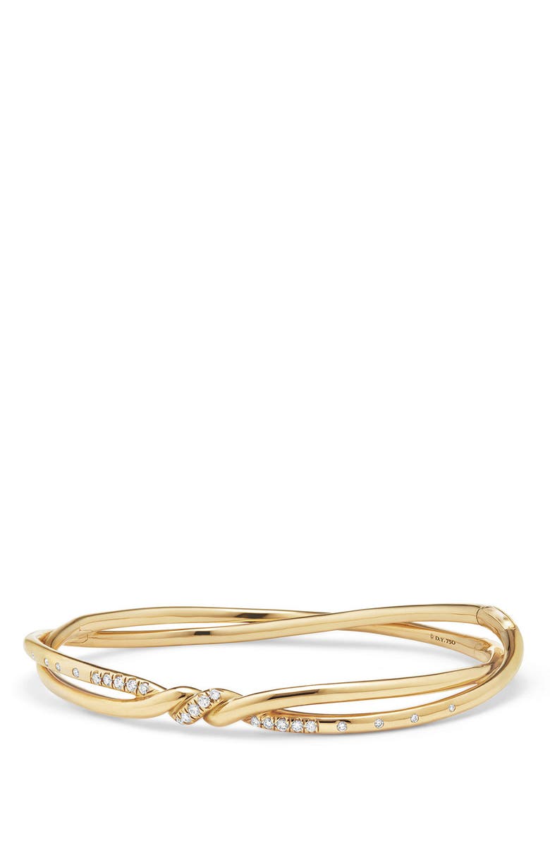 David Yurman Continuance Center Twist 18K Gold Bracelet with Diamonds, Main, color, 