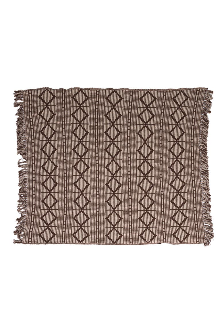 Soft Throw with Diamond Pattern and Fringe, Alternate, color, Brown