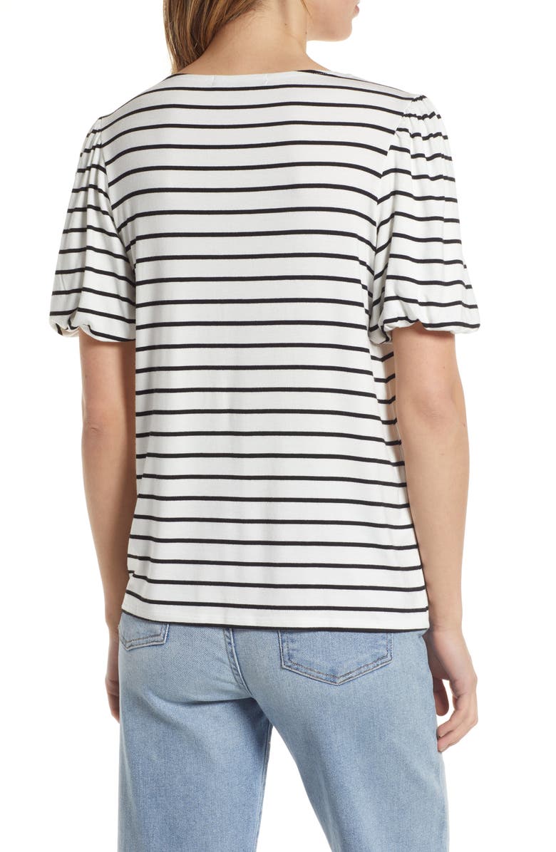 GIBSONLOOK Stripe Puff Sleeve Square Neck T-Shirt, Alternate, color, 