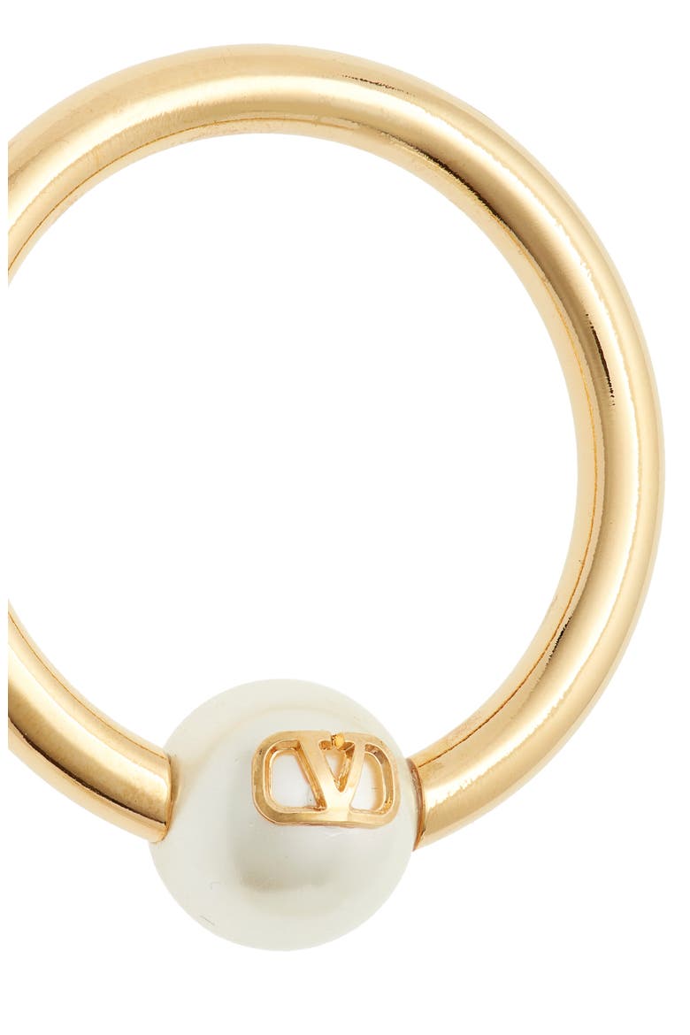 VLOGO Imitation Pearl Hoop Earrings, Alternate, color, GOLD/ PEARL