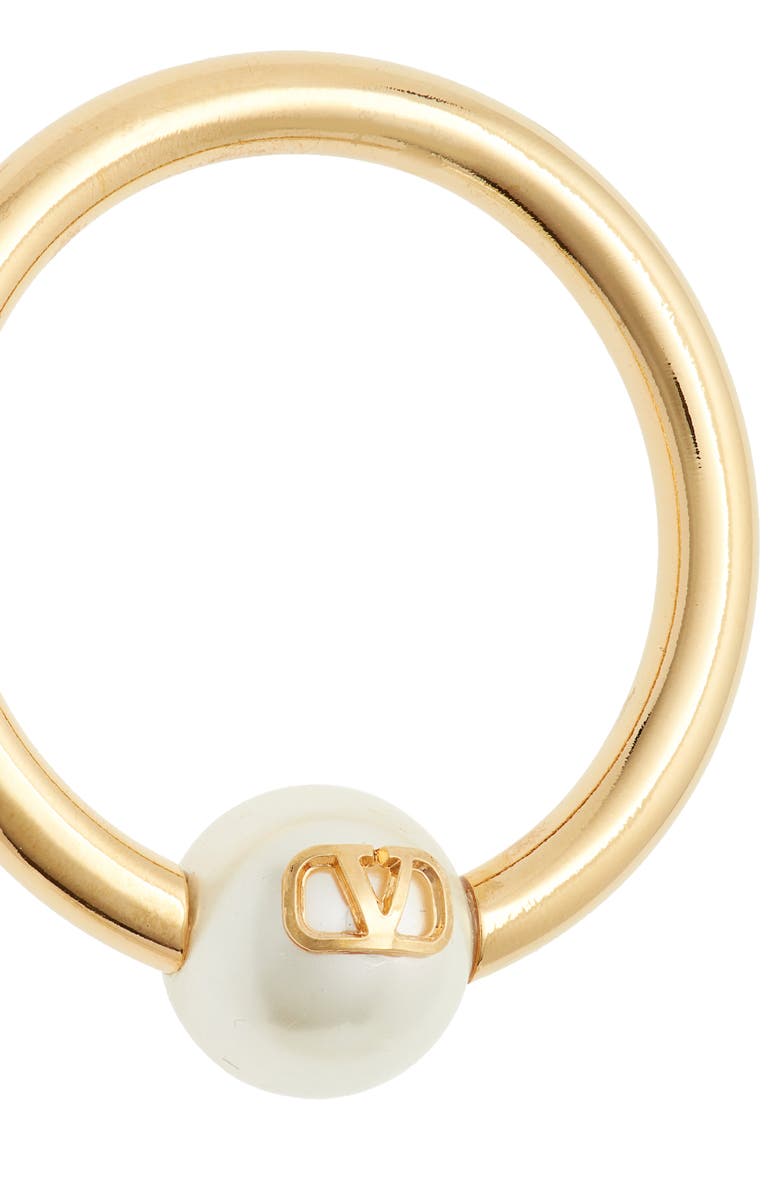 Valentino VLOGO Imitation Pearl Hoop Earrings, Alternate, color, 