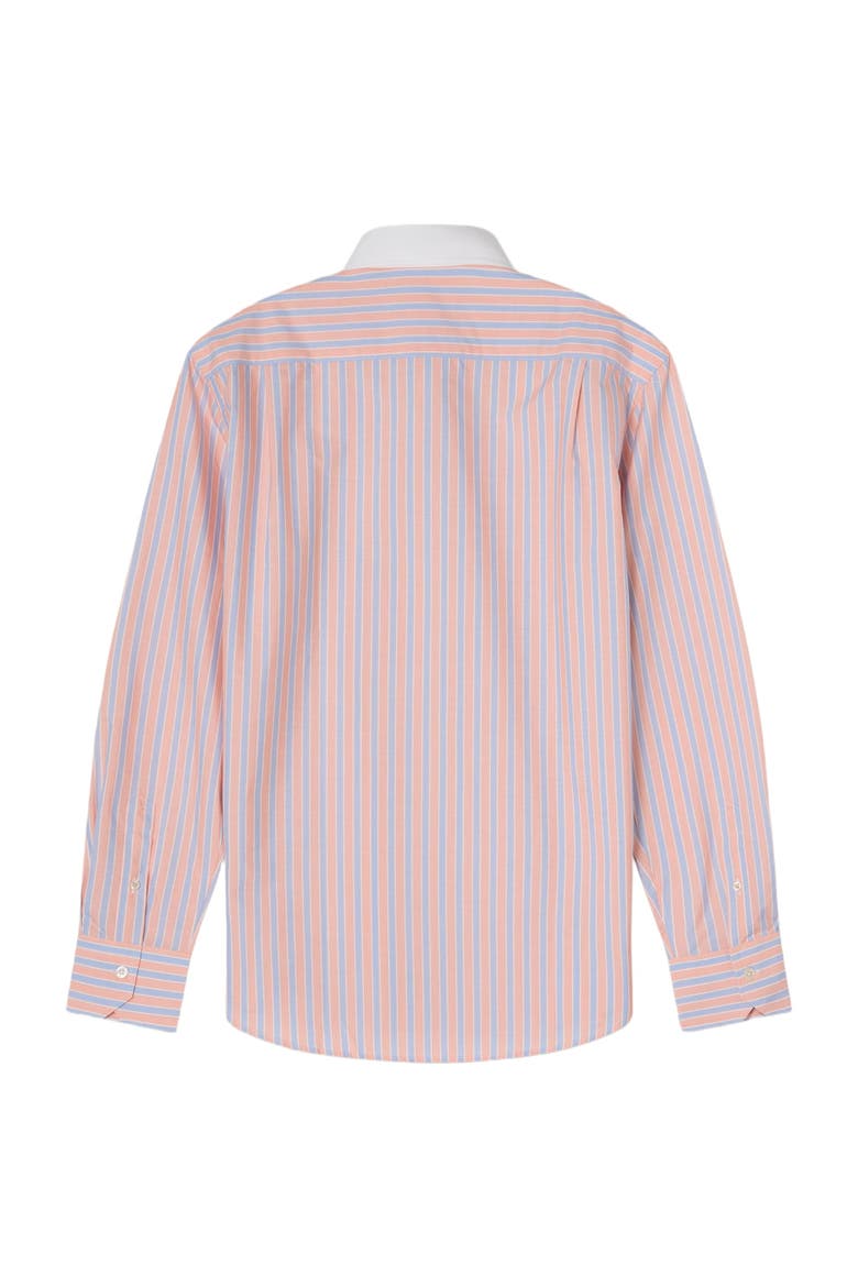 Reynolds Blue Multi Stripe Light Weight Poplin Shirt in Contemporary fit, Alternate, color, Orange Multi