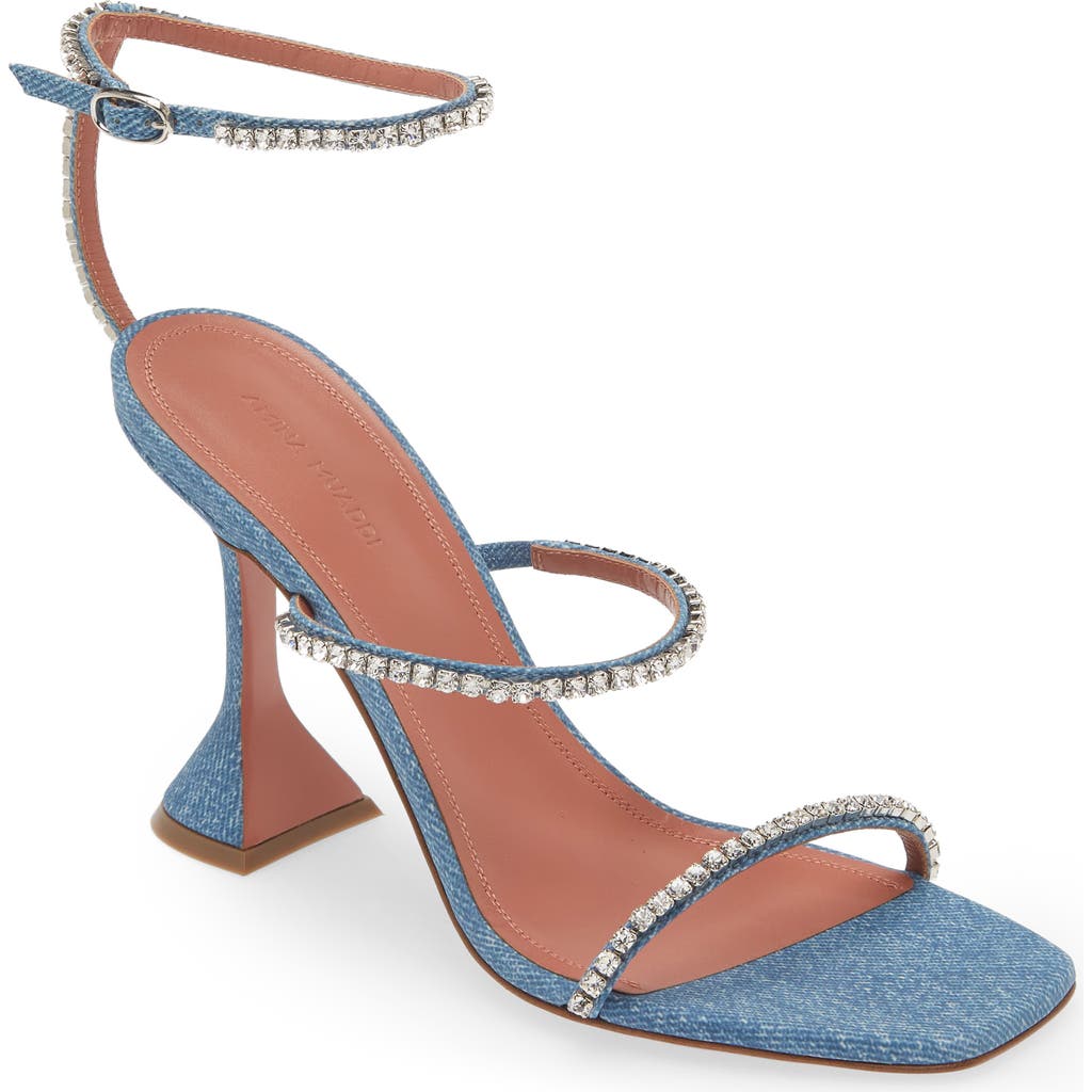 AMINA MUADDI AMINA MUADDI GILDA CRYSTAL STRAP DENIM SANDAL