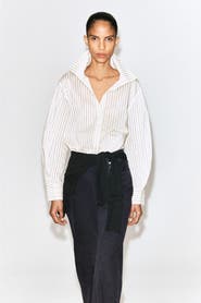COS Striped Cotton-silk High-collar Shirt