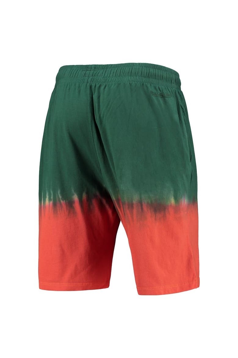 Men's Mitchell & Ness Orange/Green Miami Hurricanes Tie-Dye Shorts, Alternate, color, Orange