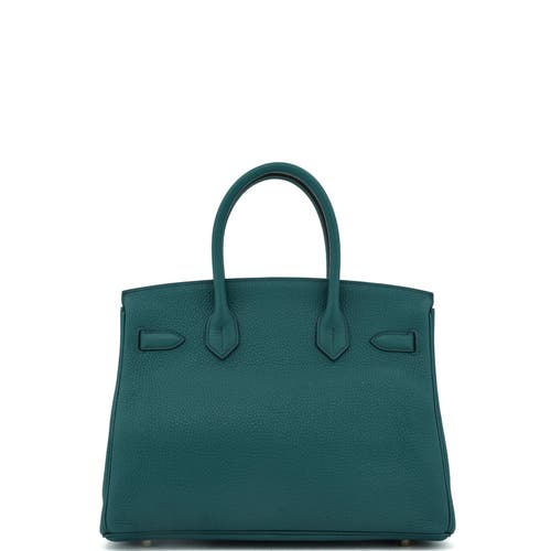 Pre-owned Hermes  Hermes Birkin Handbag Green Clemence With Gold Hardware 30