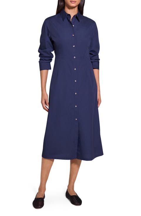 Fixed Sleeve Poplin Midi Dress
