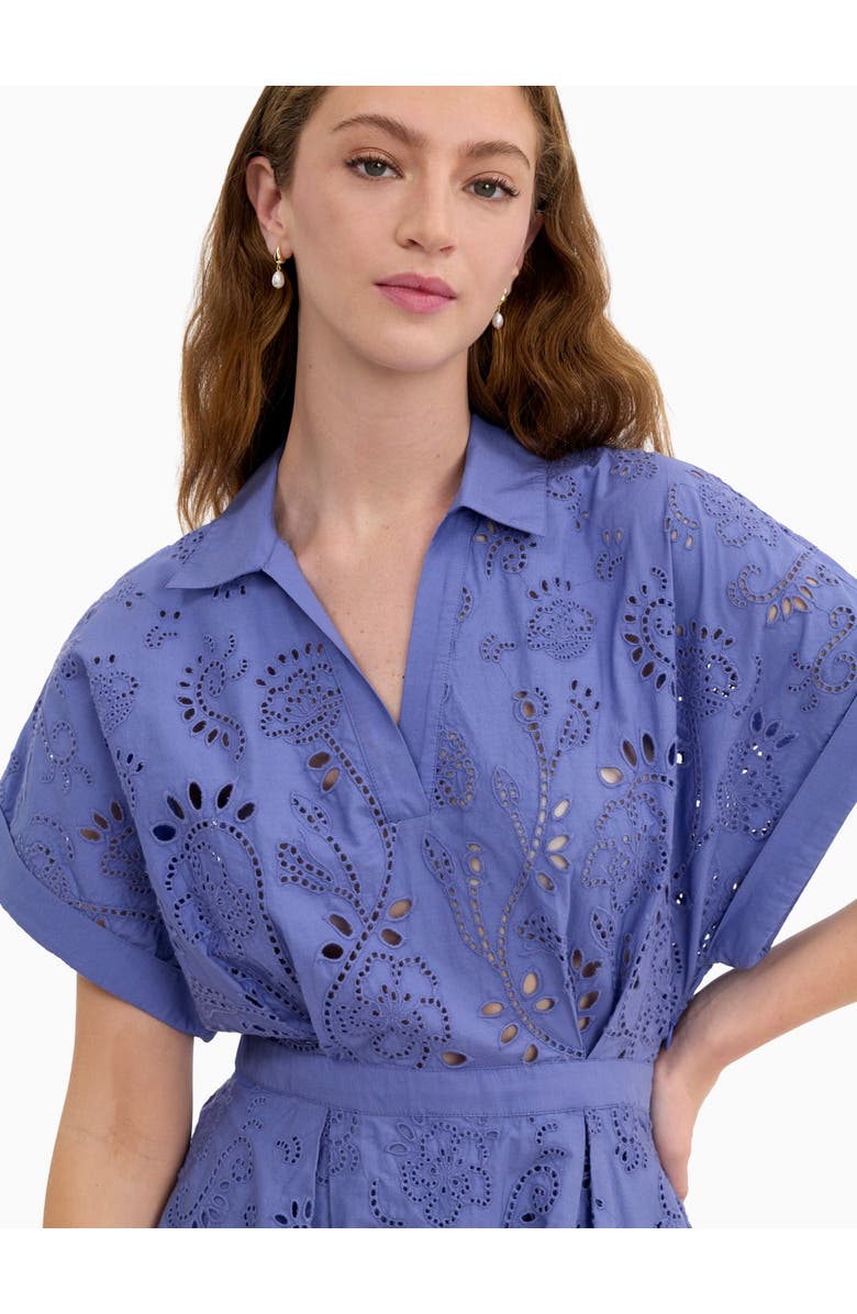 Rebecca Taylor Brielle Poplin Eyelet Mini Dress, Alternate, color, Lavender Bloom