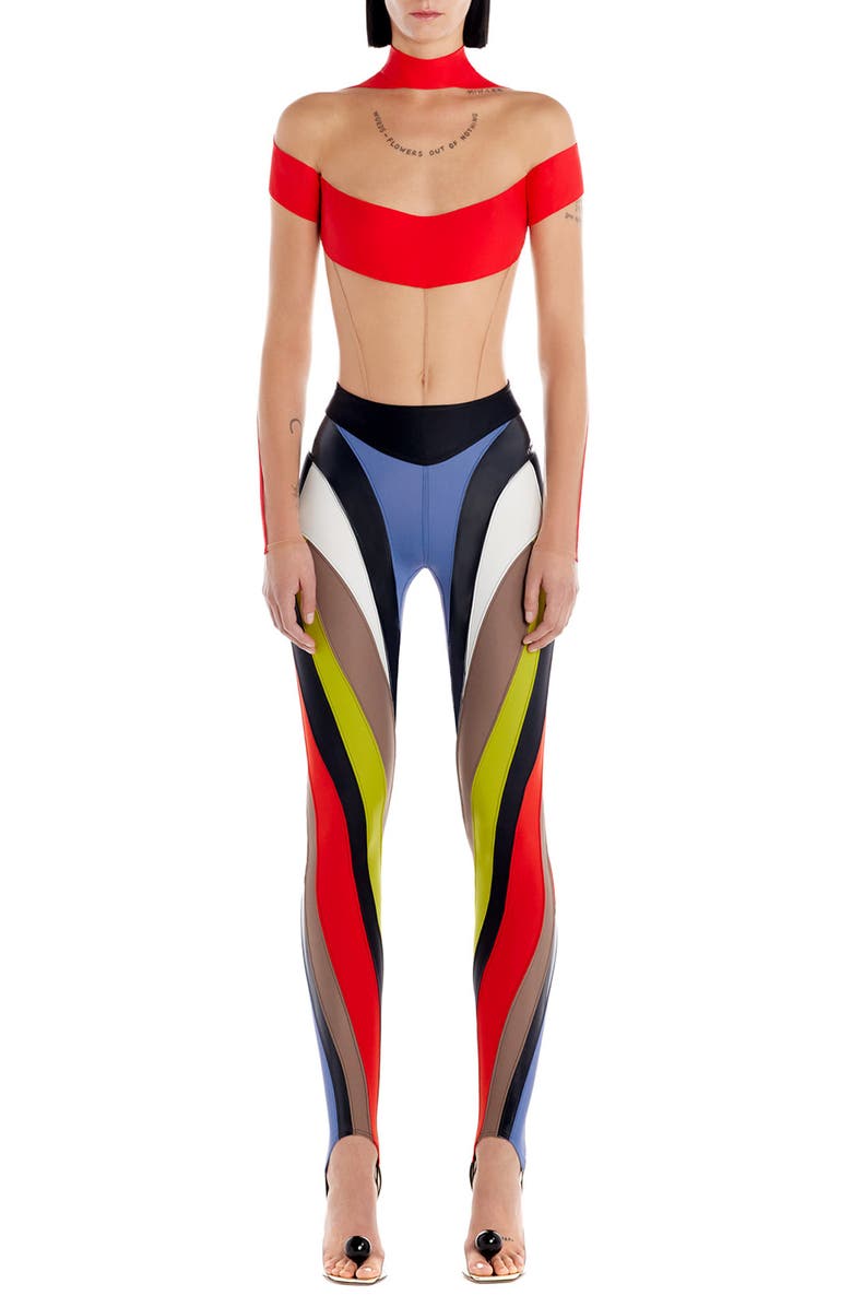 MUGLER Illusion Long Sleeve Bodysuit, Main, color,