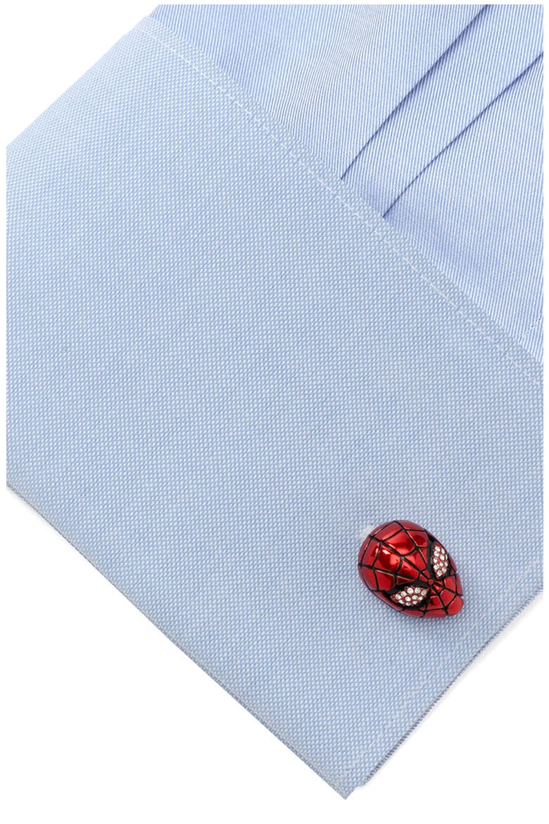 3D Spider-Man Cuff Links, Alternate, color, RED