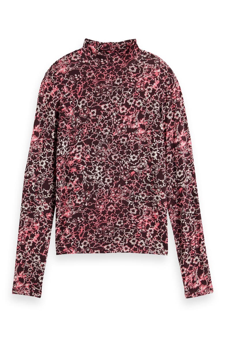 Print Mock Neck Top, Alternate, color, SHIBORI FLORAL PINK