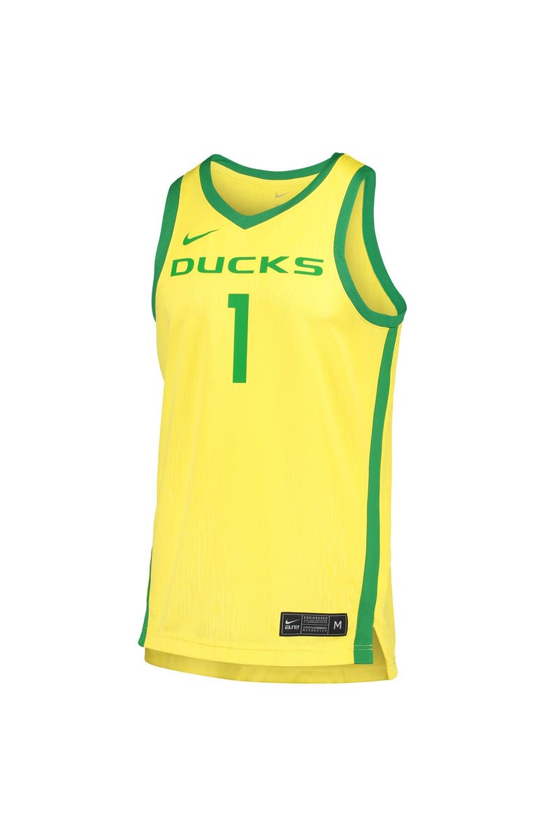 Nike Men's Nike Yellow Oregon Ducks Replica Basketball Jersey, Alternate, color, 