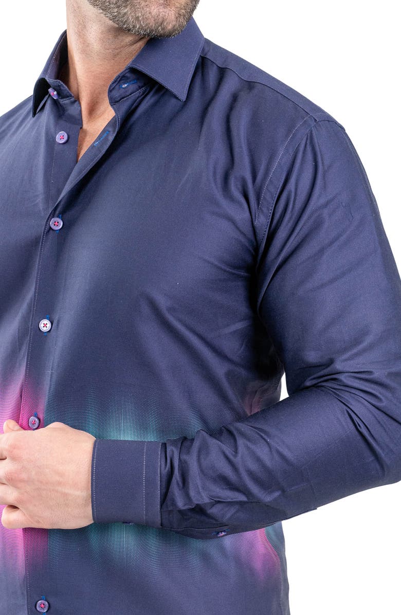 Maceoo Fibonacci Aurora Purple Contemporary Fit Button-Up Shirt, Alternate, color, Purple