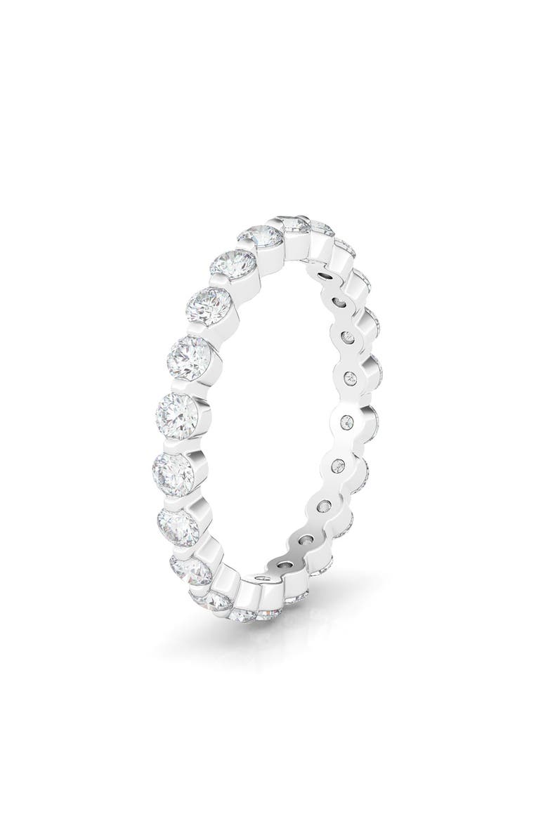 HauteCarat Lab Created Diamond Single Prong 18K Gold Eternity Band Ring, Main, color, 