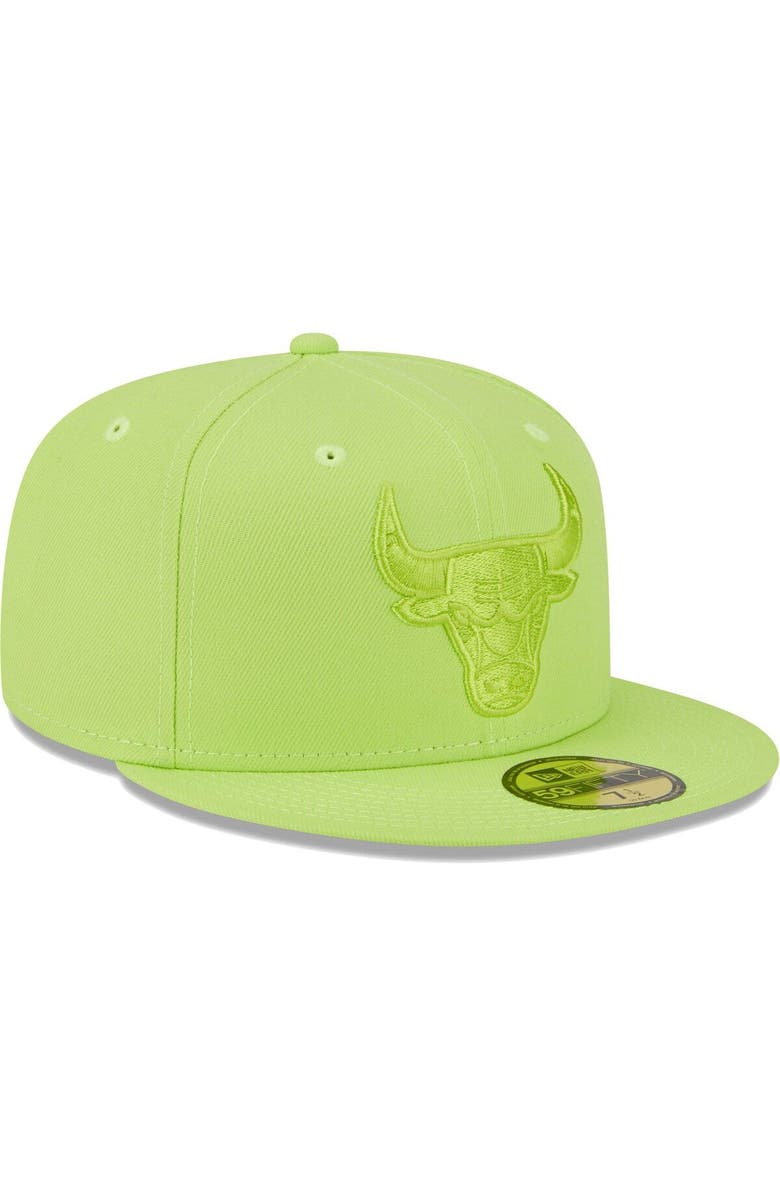 New Era Men's New Era Neon Green Chicago Bulls Spring Color Pack 59FIFTY Fitted Hat, Alternate, color, 