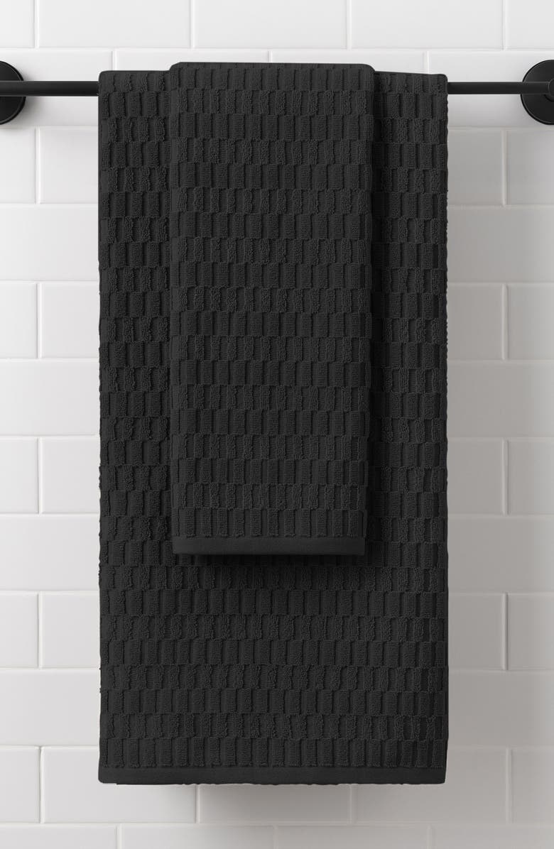 DKNY Metro Tile 4-Piece Bath & Hand Towel Set, Alternate, color, Black