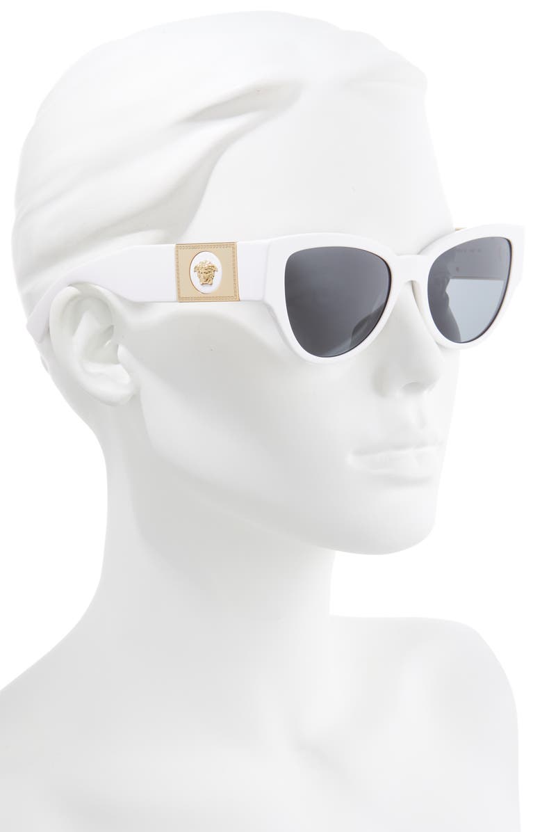 Versace Phantos 55mm Cat Eye Sunglasses, Alternate, color, White